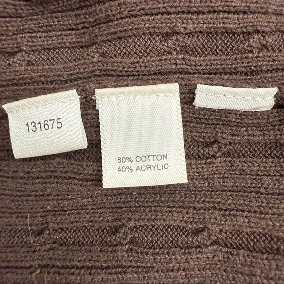 Ann Taylor Factory Chocolate Brown V-Neck Cable Knit Sweater Size M Medium - Picture 4 of 6